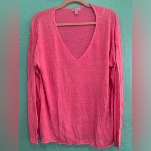 Lilly Pulitzer XL neon bright Pink V-Neck Women's Top preppy coastal resort